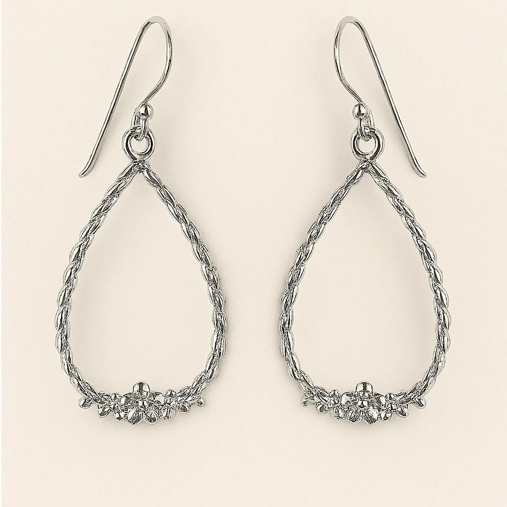 New Rope Light Weight 924 SS Flower Bouquet Drop Earrings